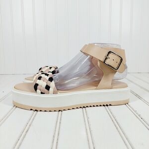 New AGL Attilio Giusti Leombruni Mirea Braided Leather  Platform Sandal i164